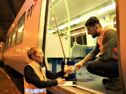 Rolling Stock team member Michelle Mark conducts nightly compliance checks on trains to ensure they are cleaned to the highest possible standard.