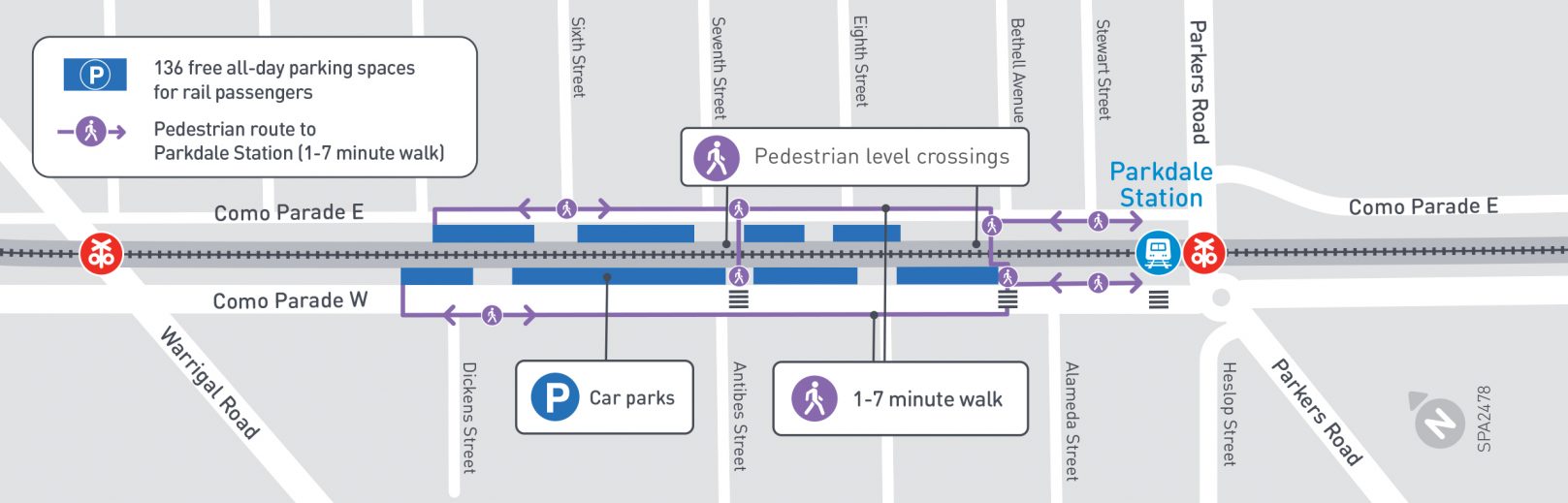 Alternative parking at Parkland Station - click to view larger version of map