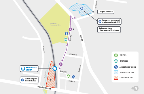 Mooroolbark Station changes for commuter parking - click to view larger version of map