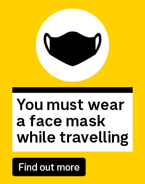 You must wear a face mask while travelling. Find out more.