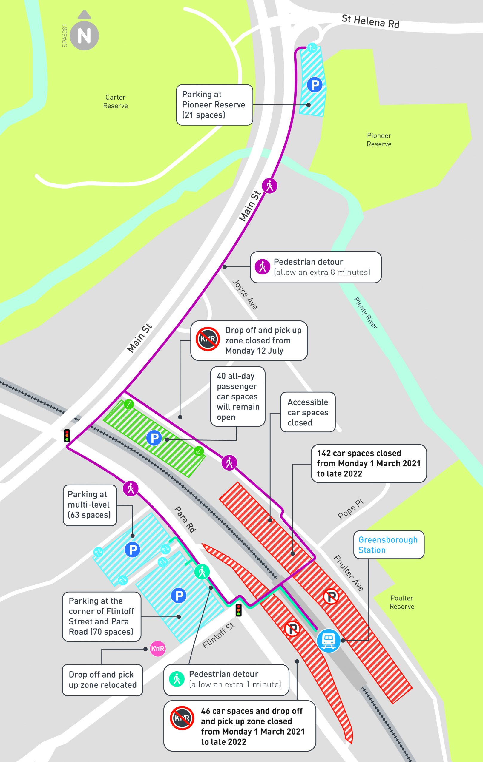 Greensborough car park closure - click to view larger version of map