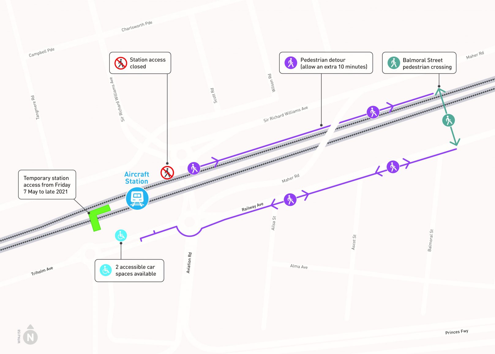 Aircraft station car park and access changes - click to view larger version of map