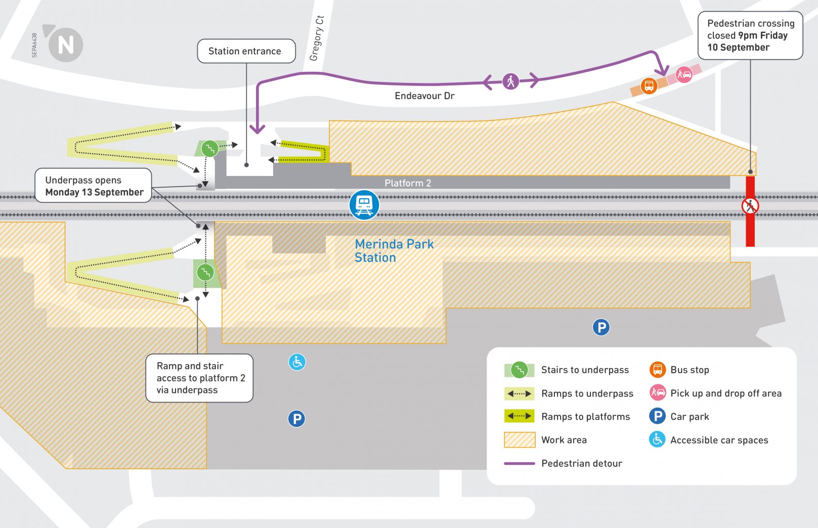 Merinda Park Station precinct map - click to view larger version of map