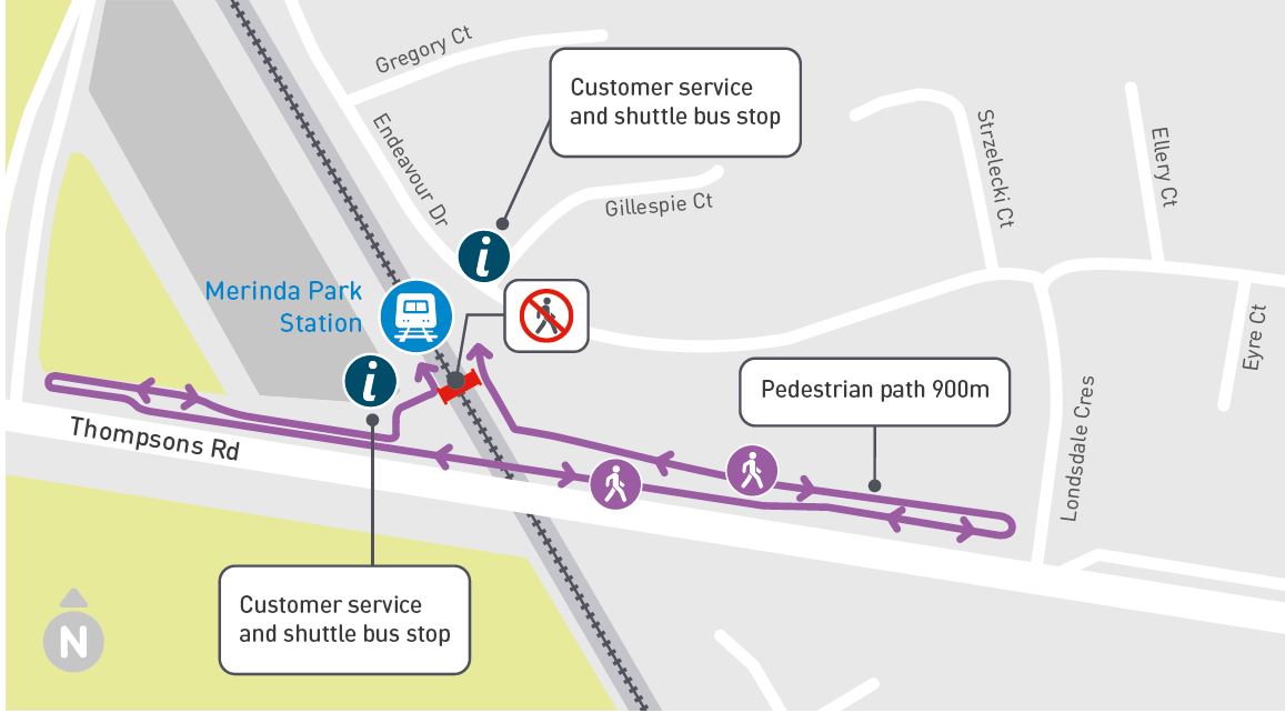 Shuttle bus and pedestrian access changes map - click to view larger version of map