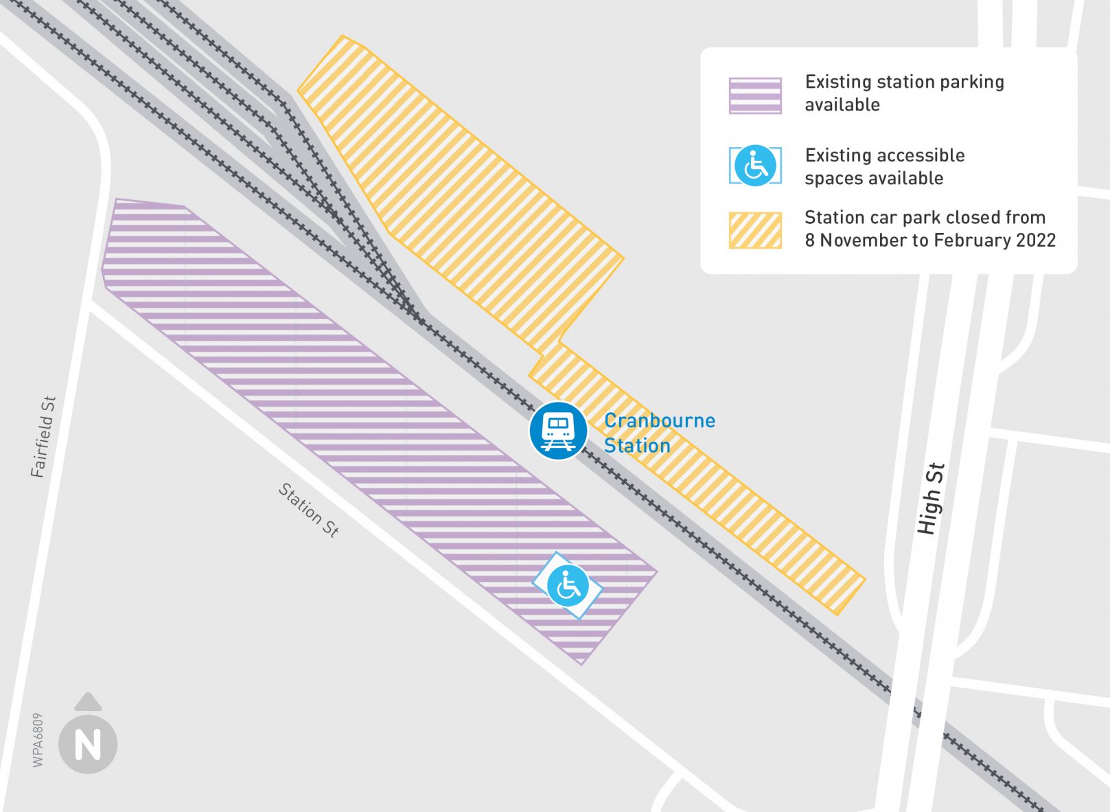 Cranbourne Station car space closures - click to view larger version of map