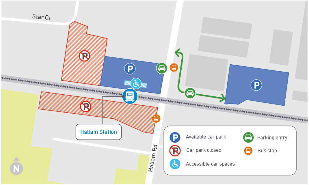 Hallam Station car park closure - click to view larger version of map