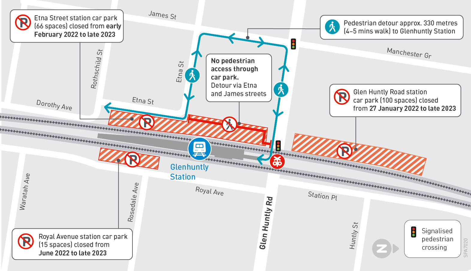 Glenhuntly car park closure map - click to view larger version of map