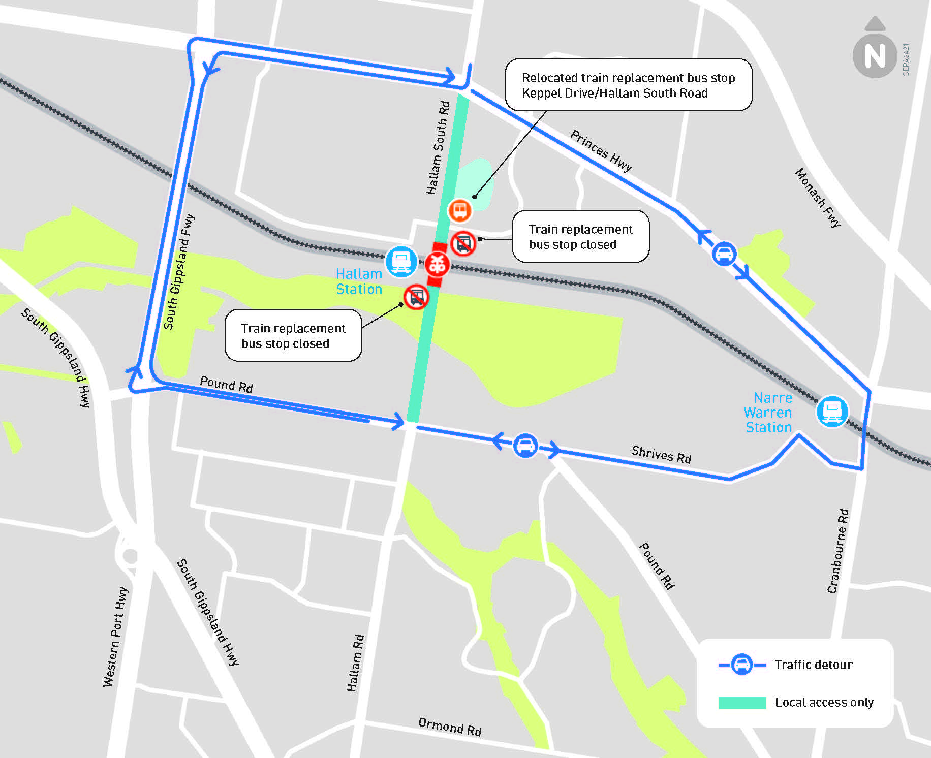 Hallam Road closure and bus stop relocation - click to view larger version of map