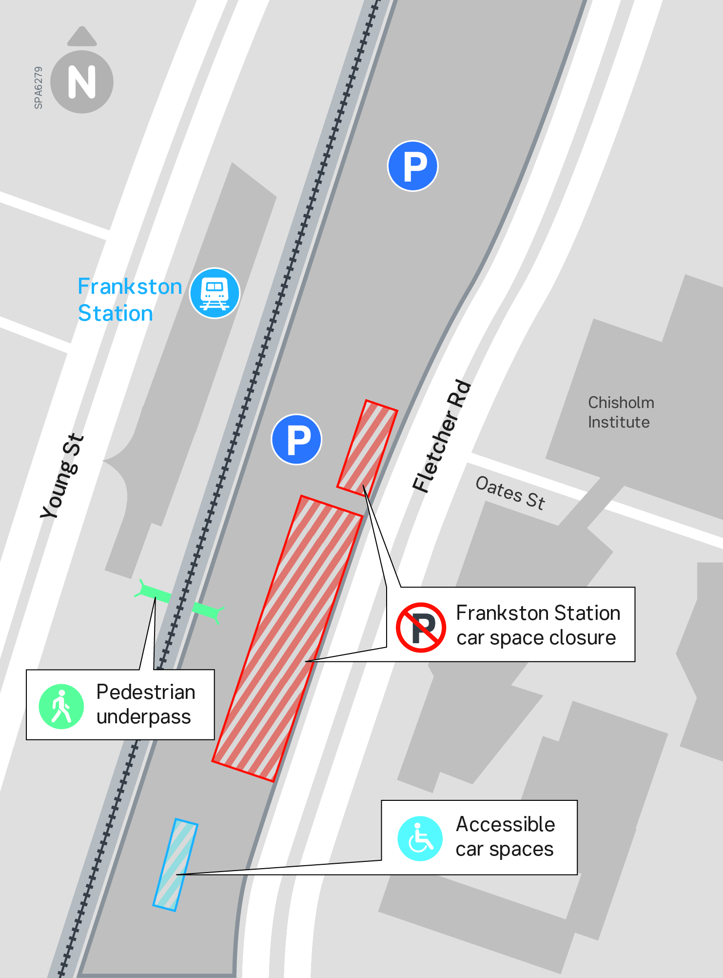 Frankston car space closure - click to view larger version of map