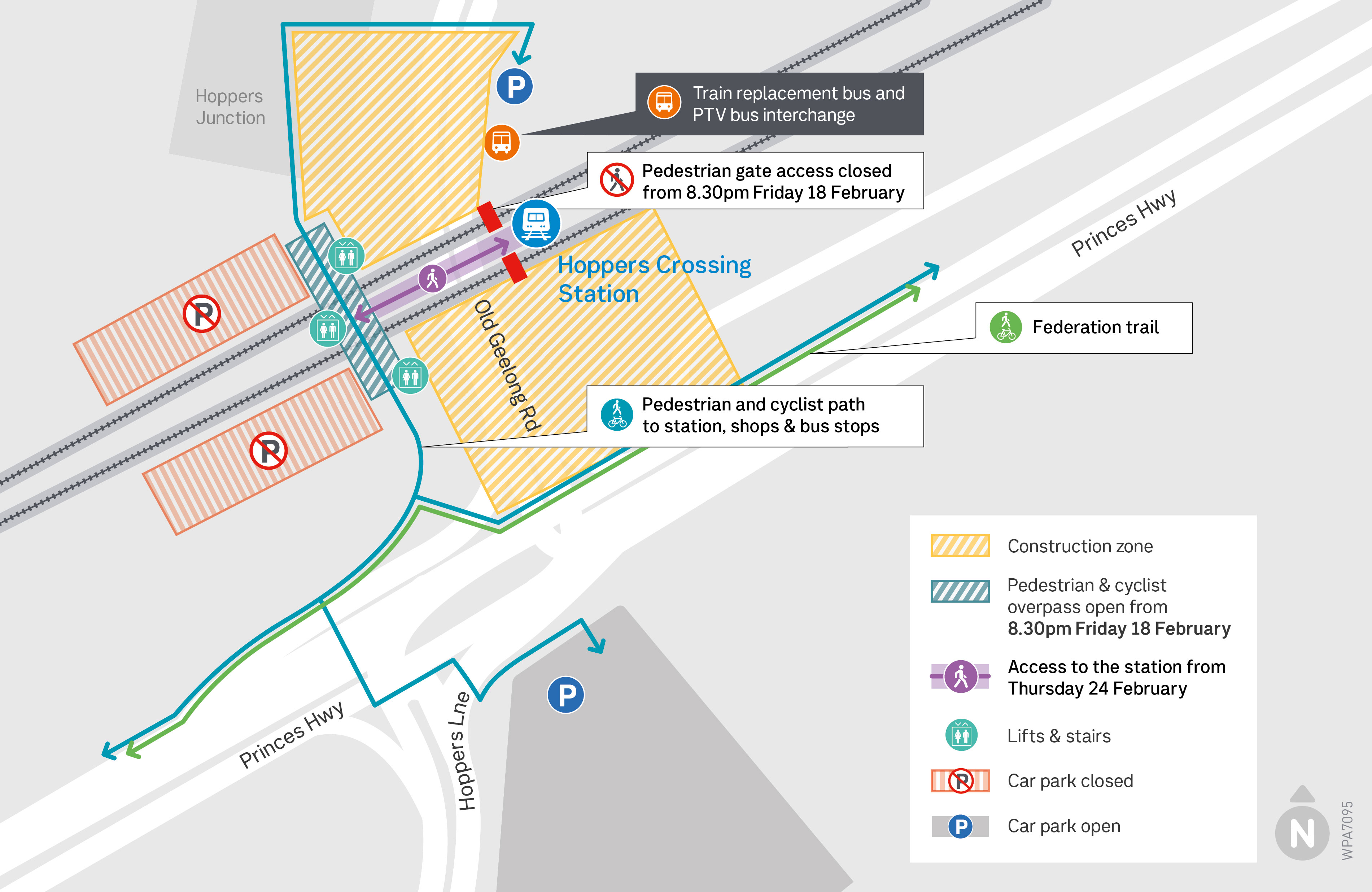 Hoppers crossing pedestrian access changes - click to view larger version of map