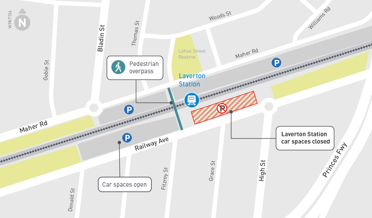 Laverton car space closure - click to view larger version of map