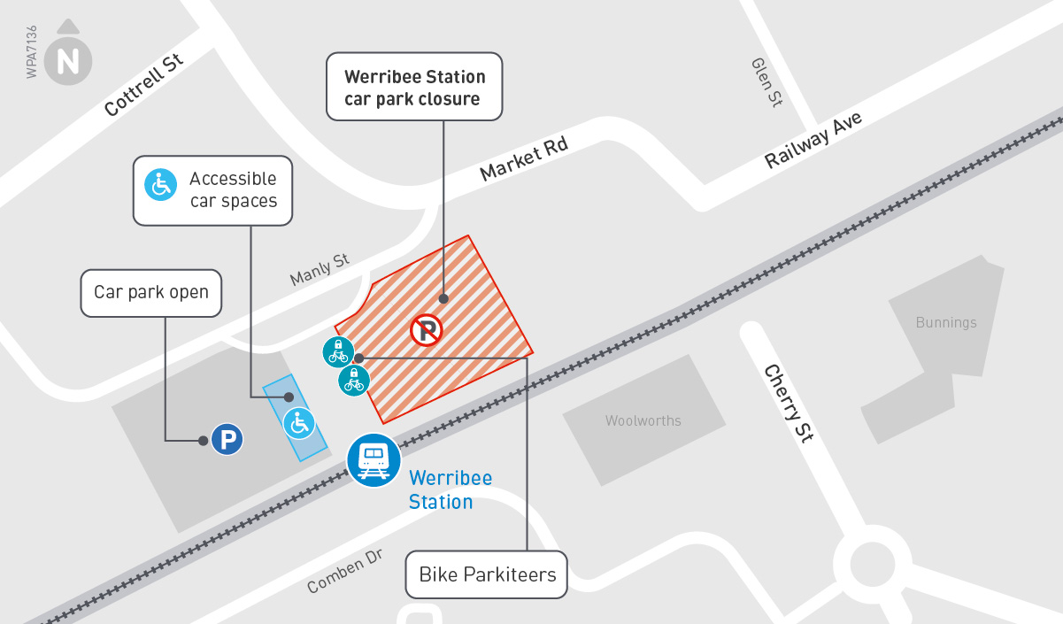 Werribee car space closure - click to view larger version of map
