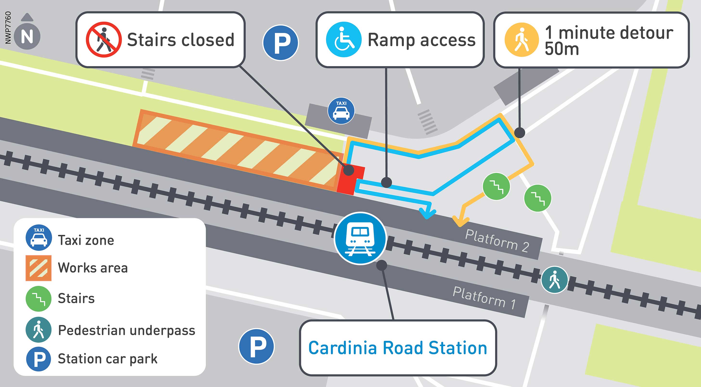 Cardinia Road Station platform access changes - click to view larger version of map
